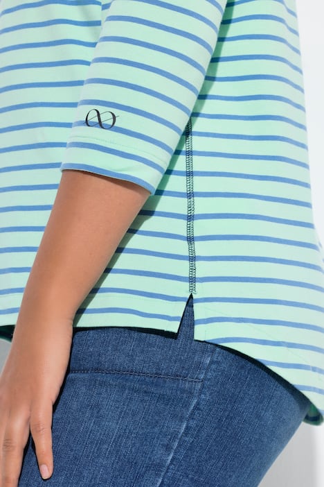 Bluzka w paski, rękaw 3/4, okrągły dekolt