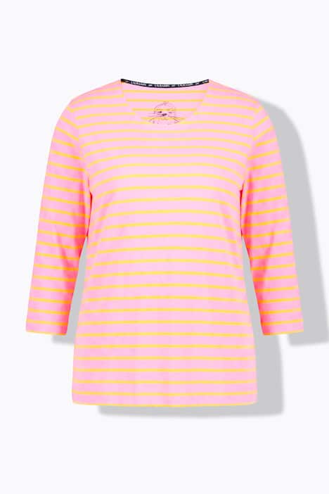 Bluzka w paski, rękaw 3/4, okrągły dekolt