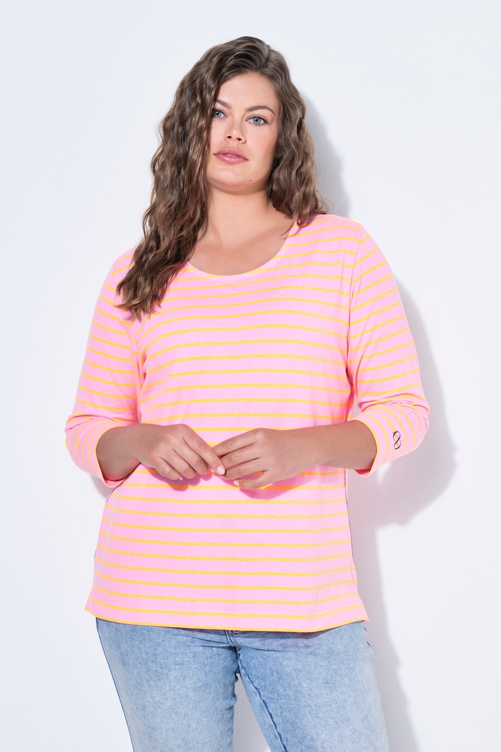 Große Größen Ringelshirt, Damen, rosa, Größe: 40/42, Baumwolle, LAURASON