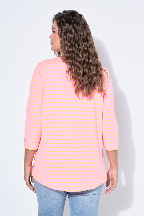 Bluzka w paski, rękaw 3/4, okrągły dekolt