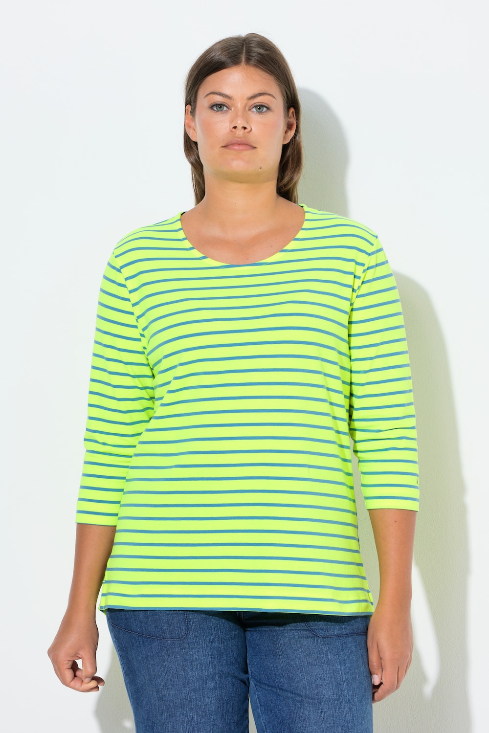 Große Größen Ringelshirt, Damen, gelb, Größe: 52/54, Baumwolle, LAURASON