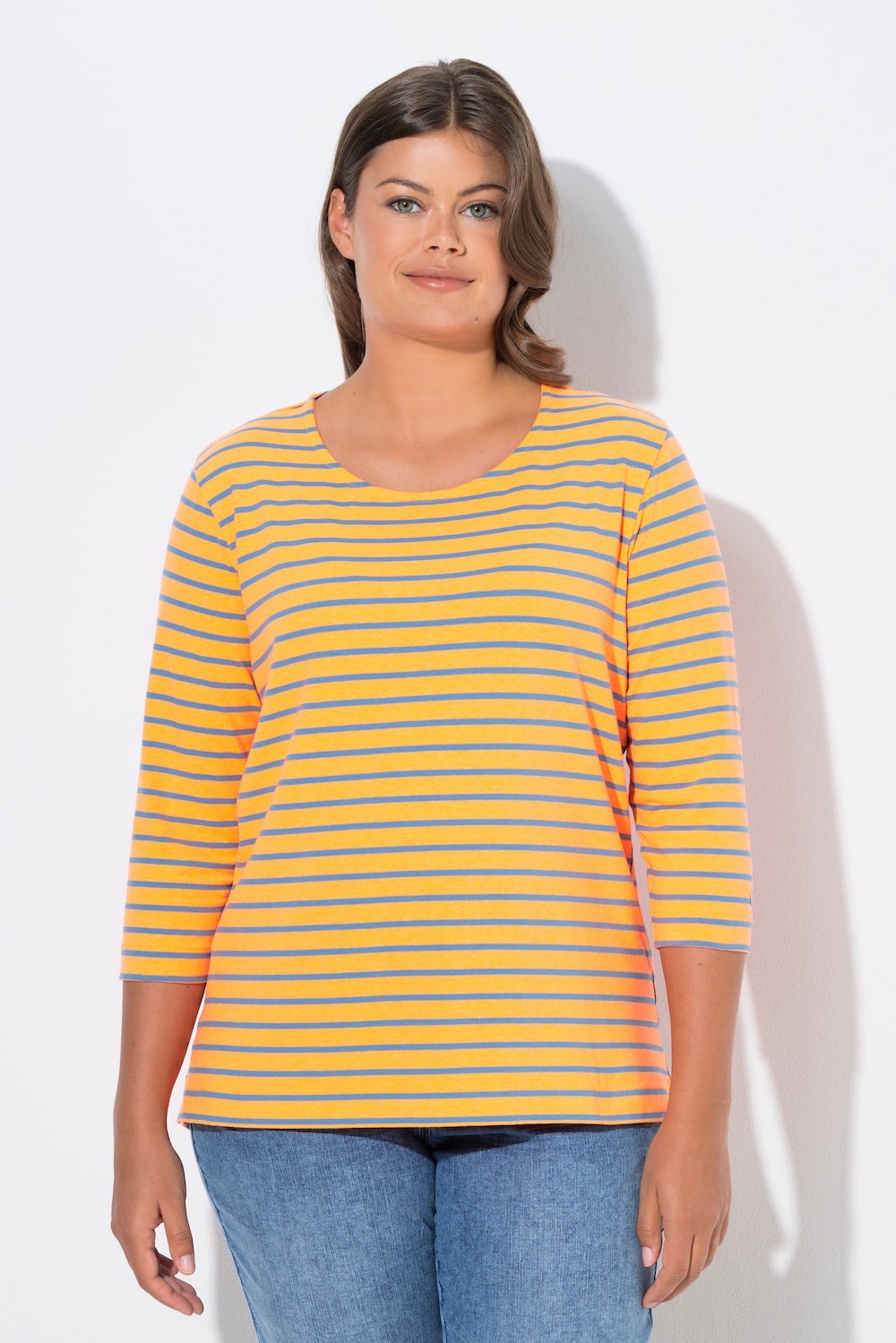 Große Größen Ringelshirt, Damen, orange, Größe: 44/46, Baumwolle, LAURASON