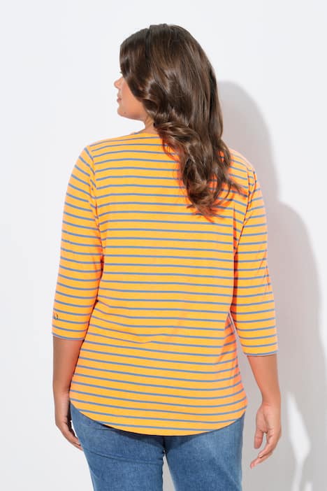 Bluzka w paski, rękaw 3/4, okrągły dekolt