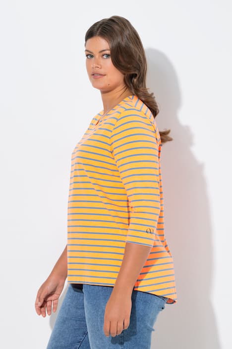 Bluzka w paski, rękaw 3/4, okrągły dekolt