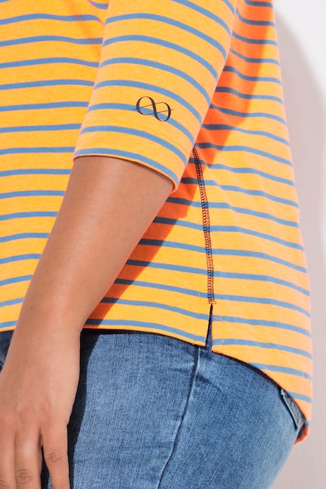 Bluzka w paski, rękaw 3/4, okrągły dekolt