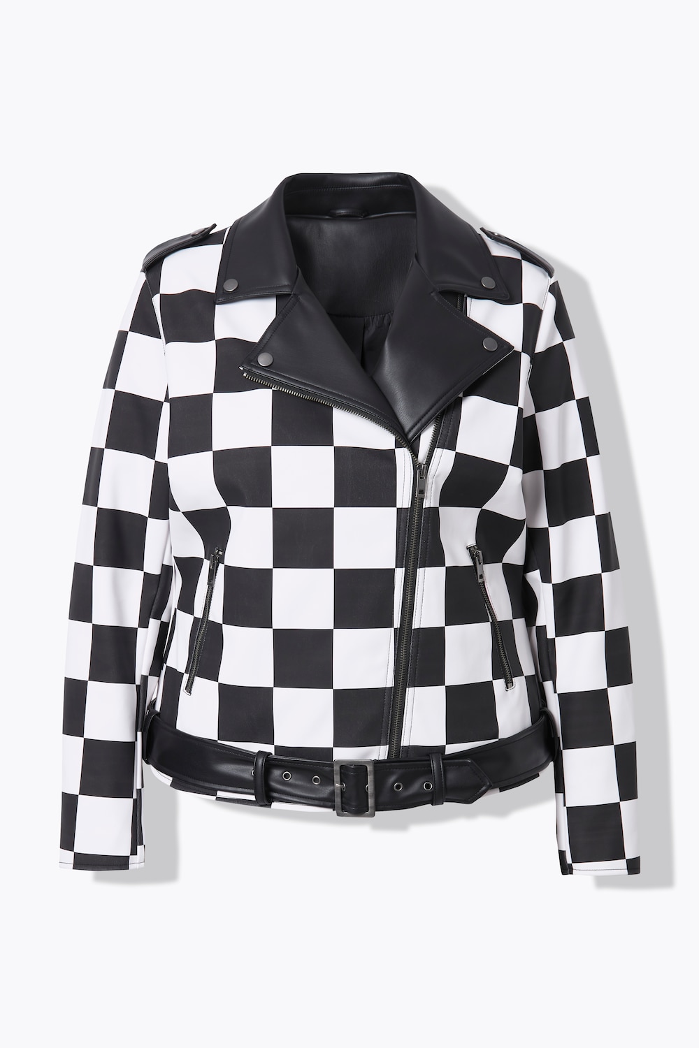 Stora storlekar Jacka i skinnimitation, Dam, svart, storlek: 48, Polyester/Syntetfibrer, Angel of Style