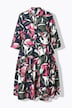 Midikleid, A-Linie, Hemdkragen, 3/4-Arm