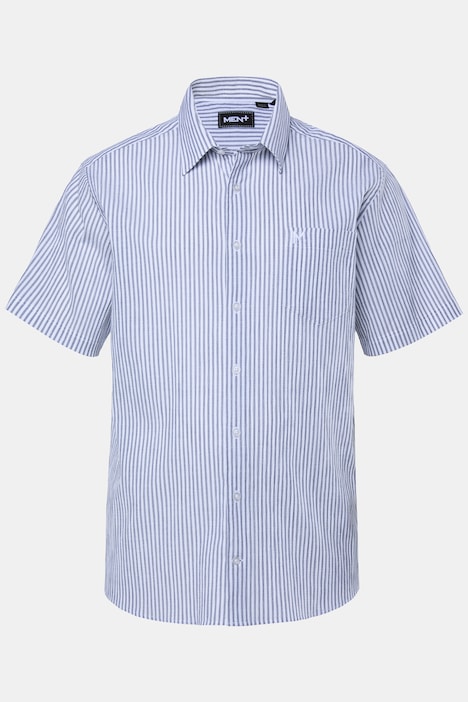 Men+ gestreept overhemd, korte mouwen, seersucker, kentkraag, Comfort Fit, tot 8XL