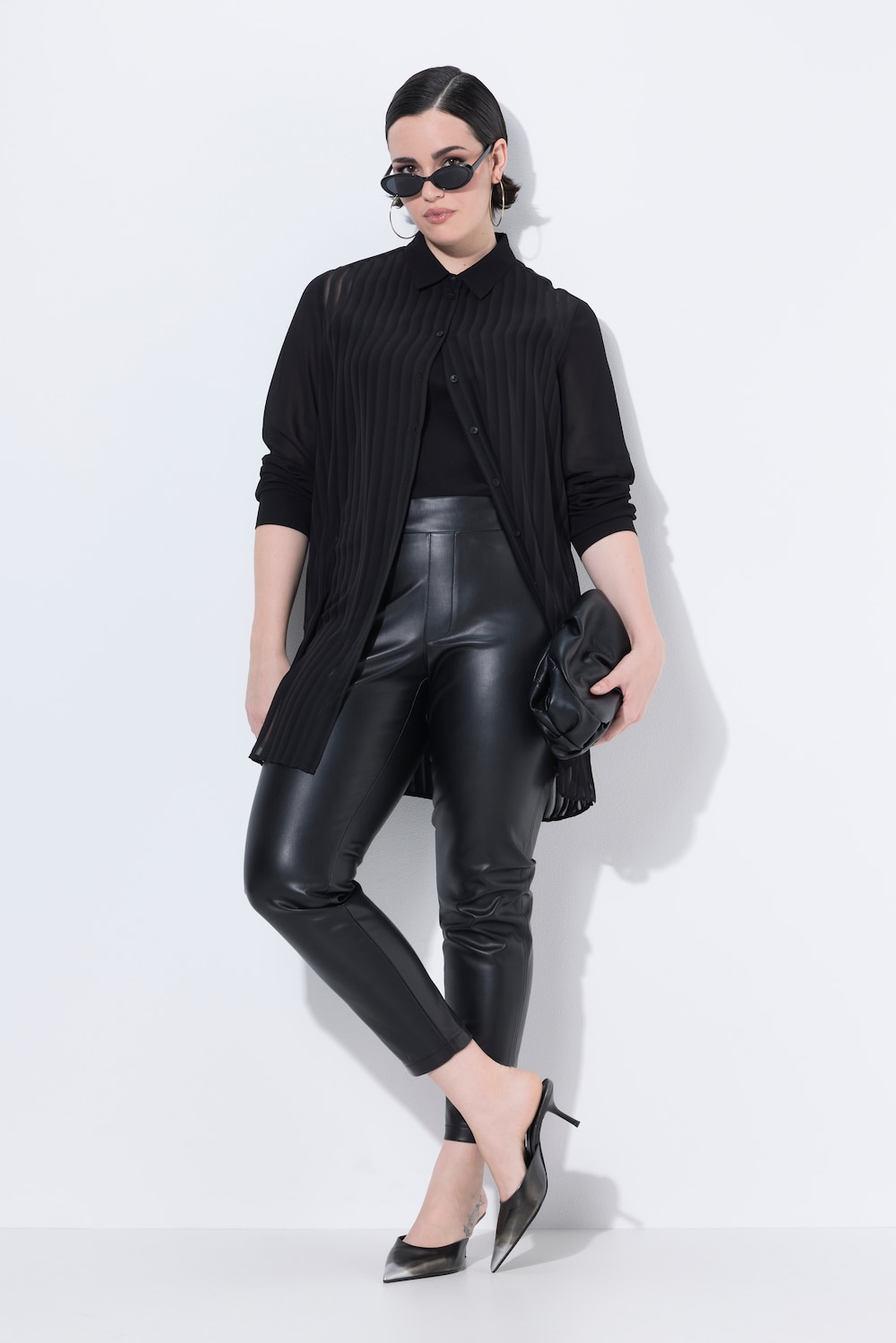 Overhemdblouse, transparante strepen, lange mouwen