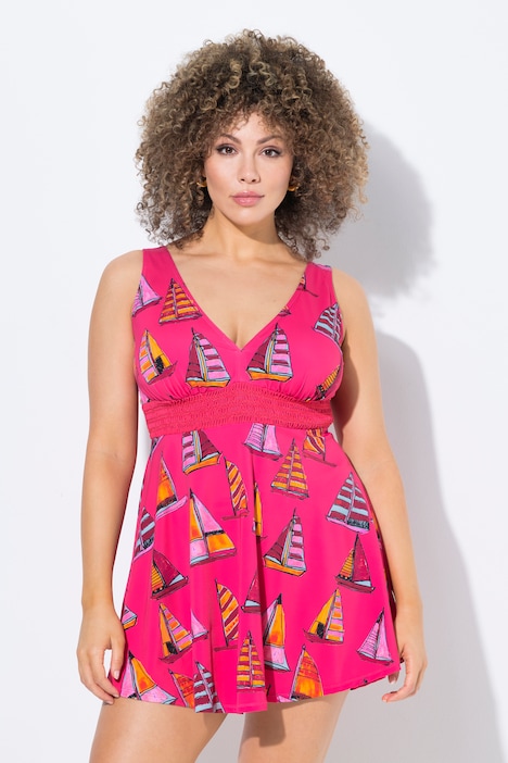 Sailboat Print Swim Dress