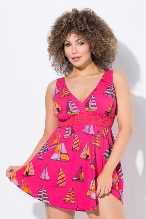 Sailboat Print Swim Dress