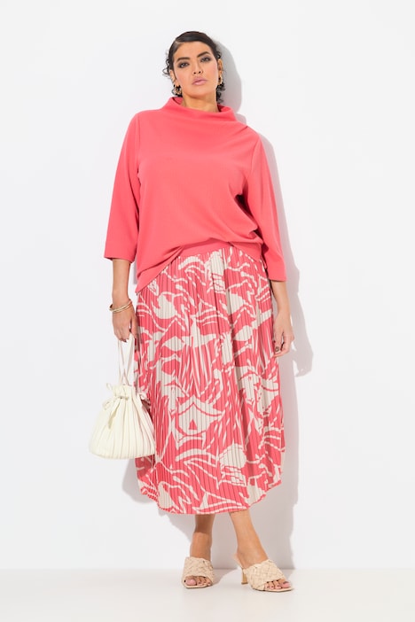 Pleated Abstract Print Elastic Waist Skirt