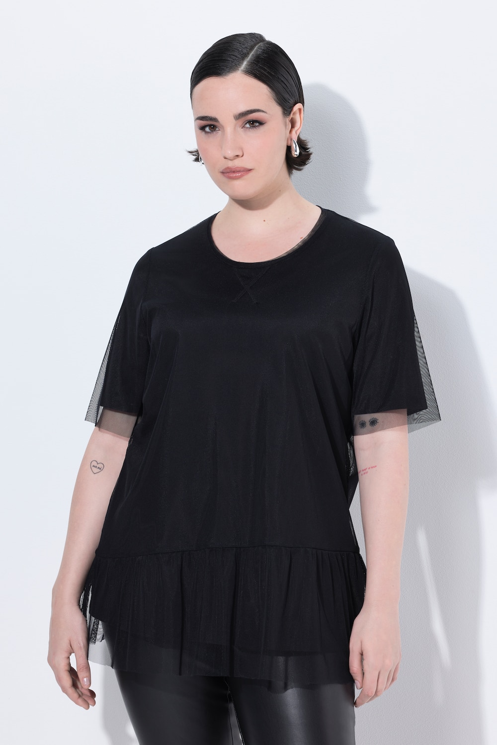 Große Größen T-Shirt, Damen, schwarz, Größe: 42/44, Polyester/Baumwolle, Ulla Popken