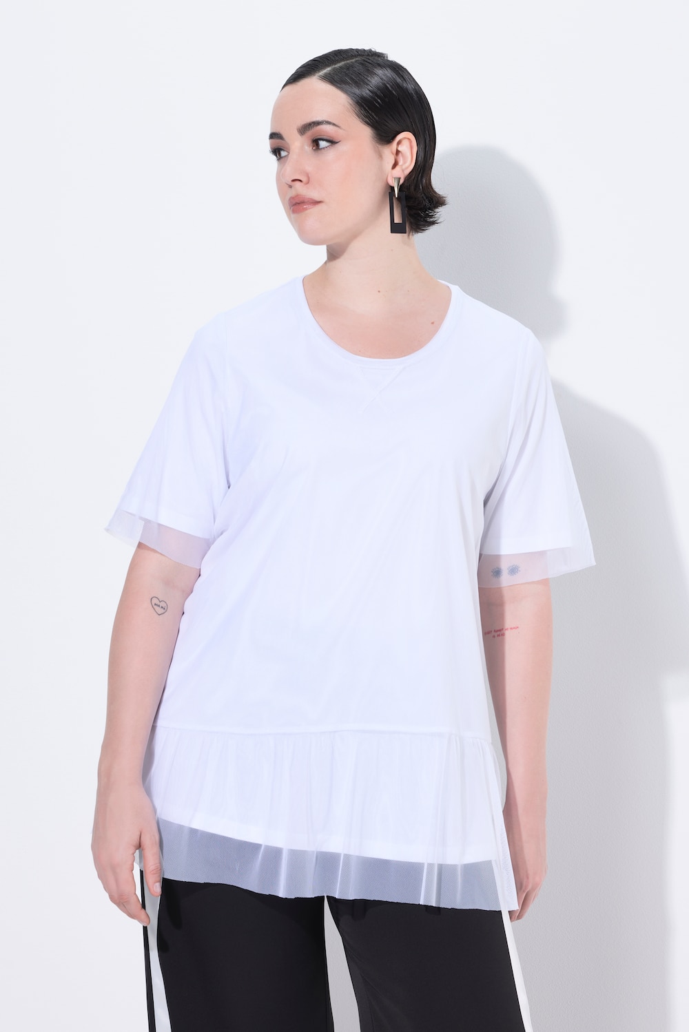 Große Größen T-Shirt, Damen, weiß, Größe: 58/60, Polyester/Baumwolle, Ulla Popken