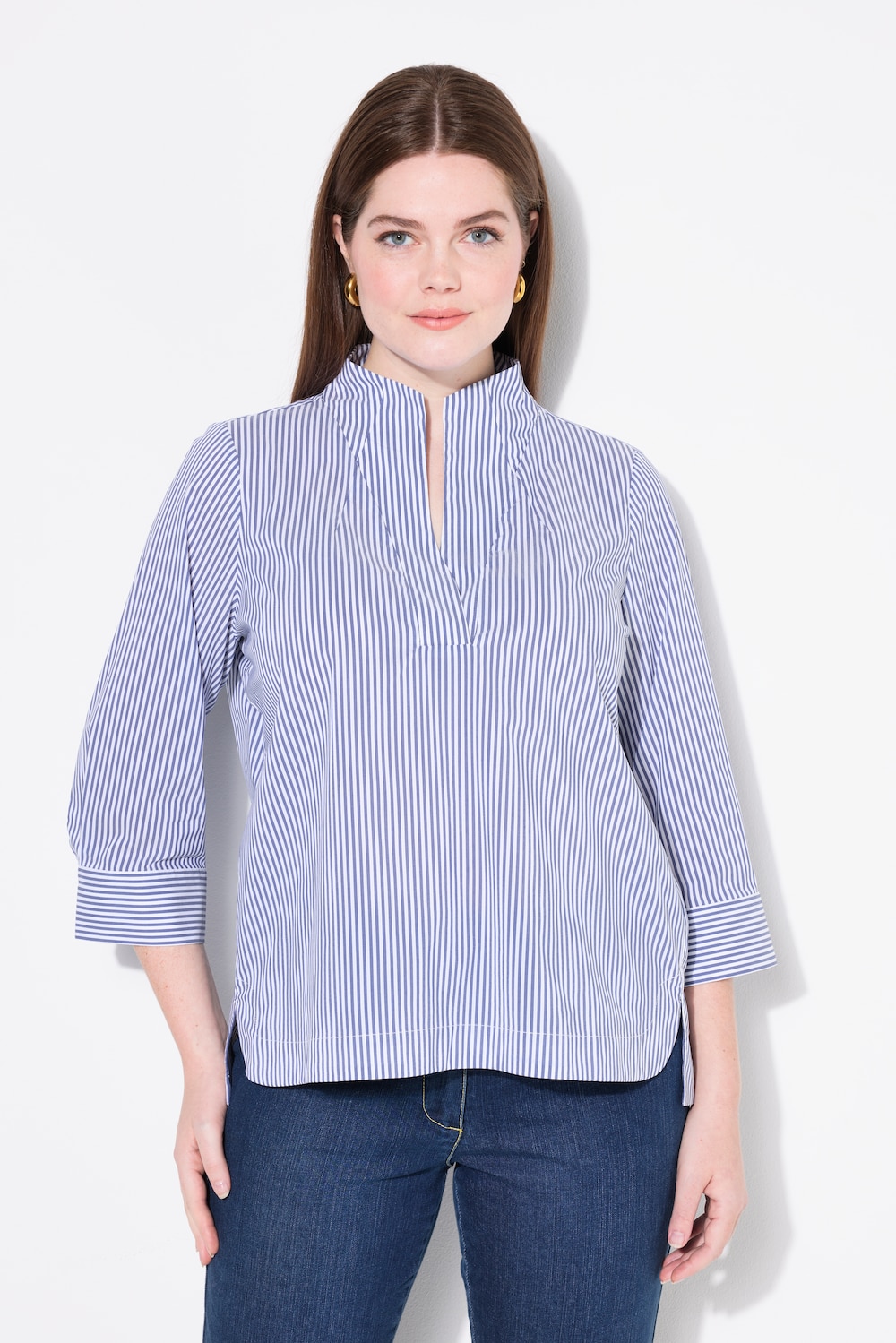 Große Größen Tunika, Damen, blau, Größe: 46/48, Baumwolle/Synthetische Fasern, Ulla Popken