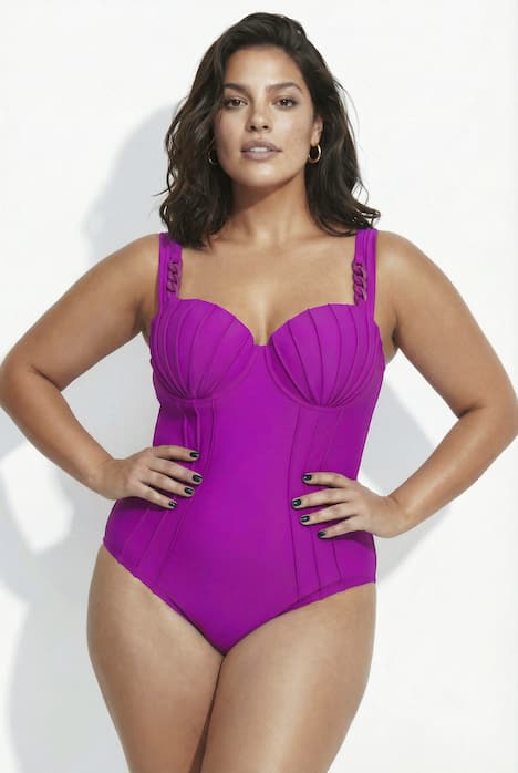 Badeanzug, Bügel-Cups, Biesen, Doppelträger