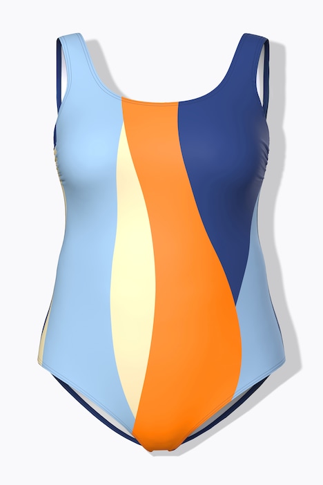 Badeanzug, Colorblocking, ohne Softcups, Rundhals