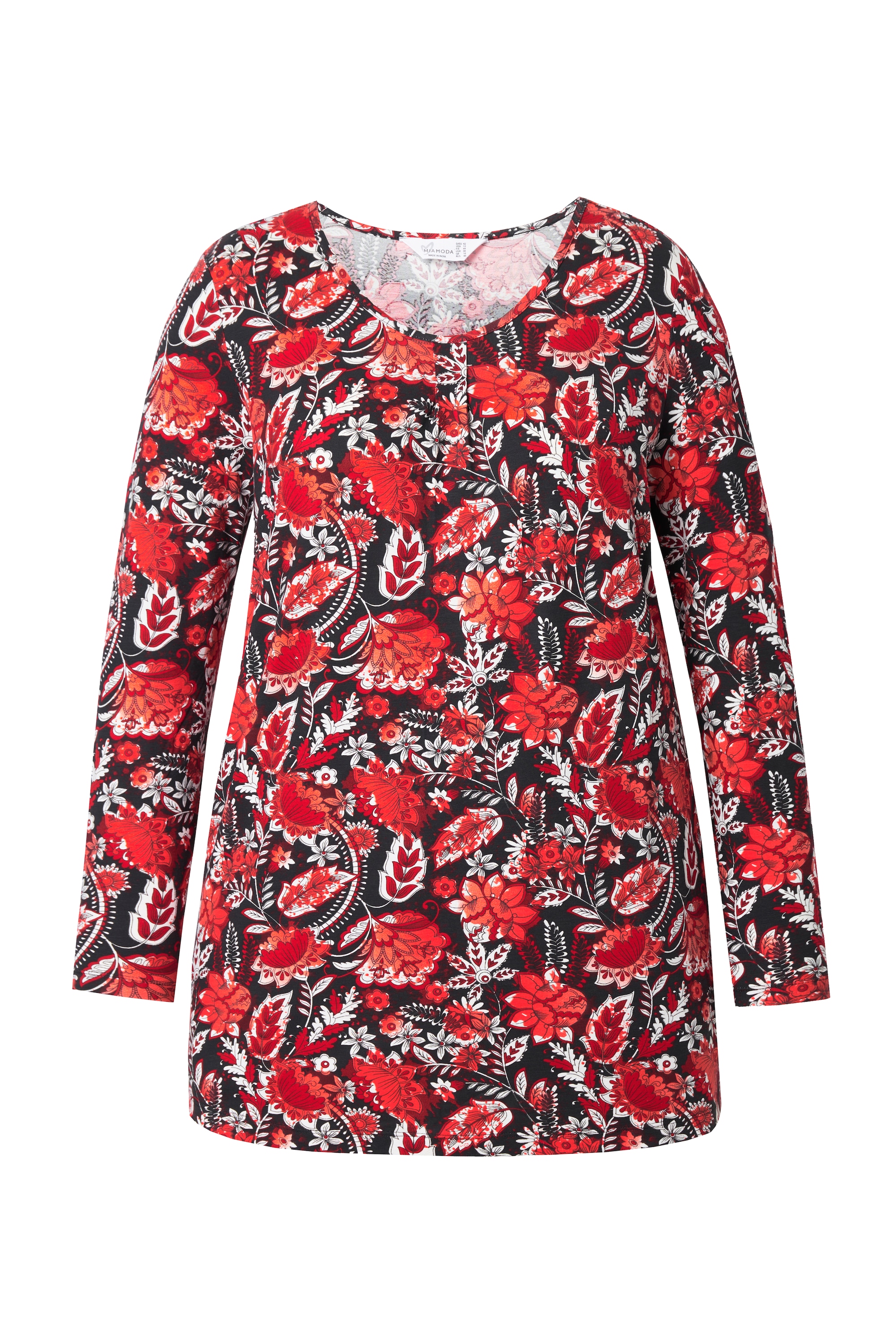 MIAMODA Damen große Größen T Shirt A Linie florales Muster Langarm 836712