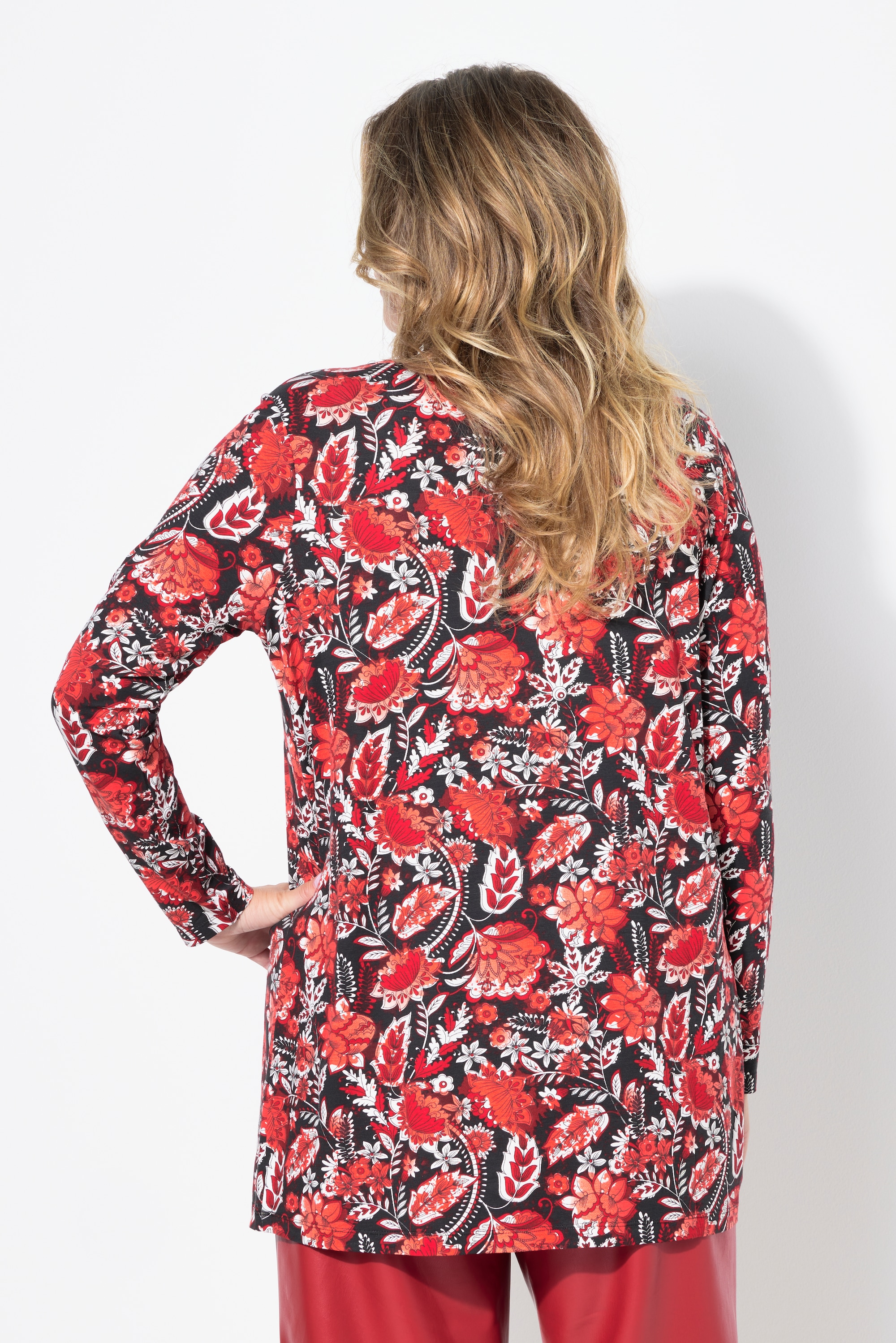 MIAMODA Damen große Größen T Shirt A Linie florales Muster Langarm 836712