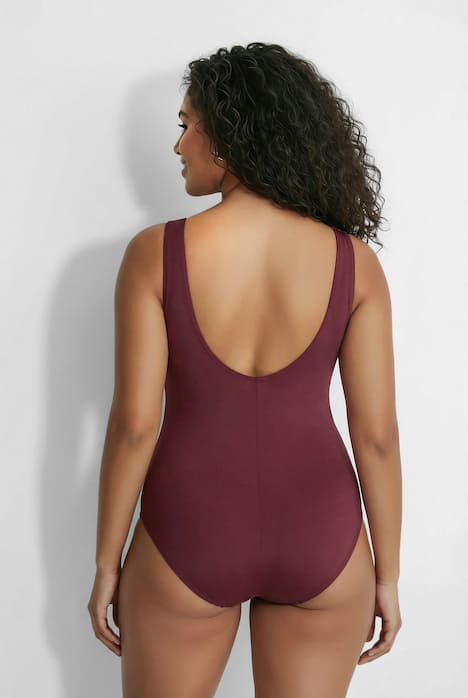 Badeanzug, Zierborten, Softcups, tiefer Rücken, recycelt