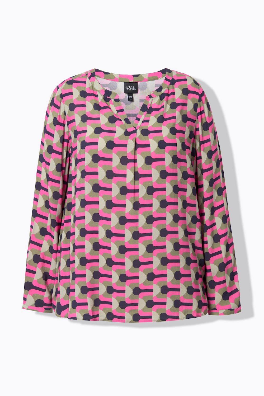 Stora storlekar Tunika med grafiskt print, Dam, rosa, storlek: 58/60, Viskos, Ulla Popken