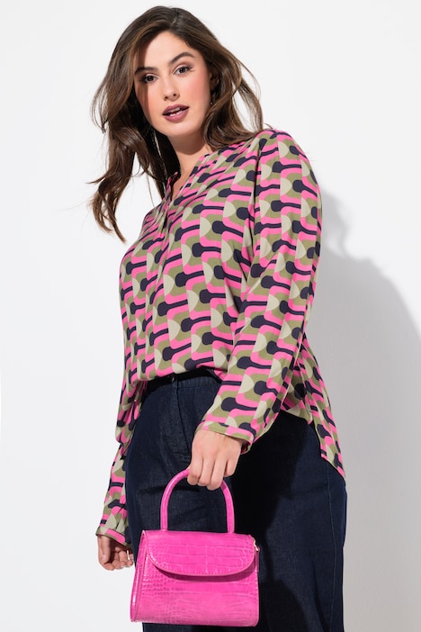 Graphic Print Long Sleeve Blouse