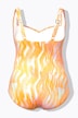 Abstract Print Ruched One Piece Swimsuit