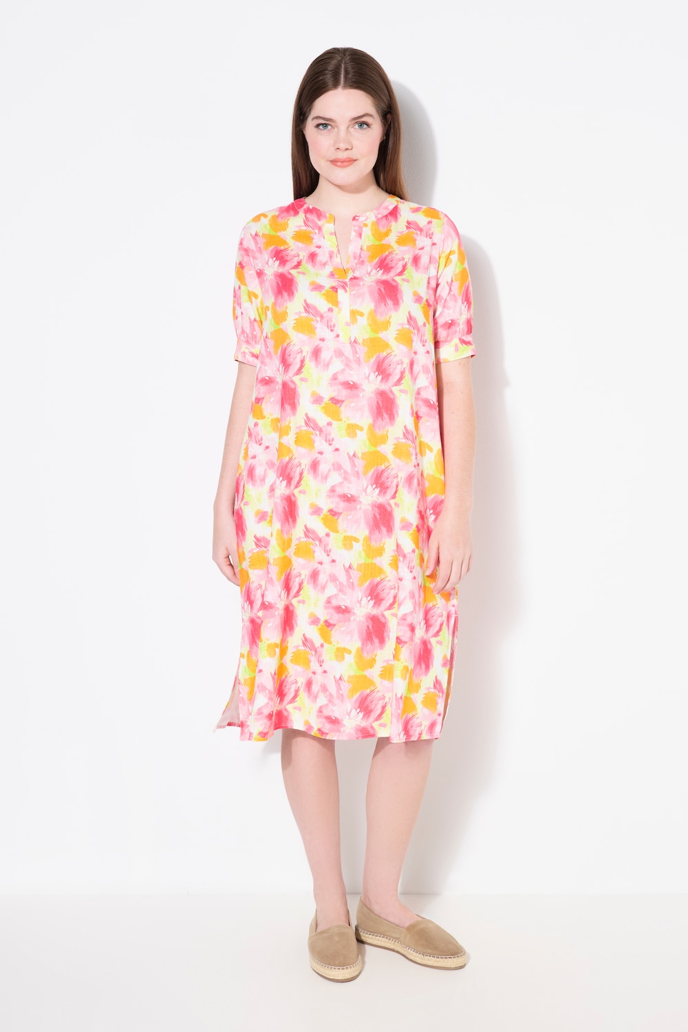 Große Größen Tunikakleid, Damen, weiß, Größe: 50/52, Viskose/Leinen, Ulla Popken