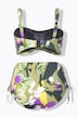 Bikini, Blumen, Träger verstellbar, Raffung, High Waist