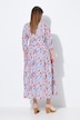 Striped Floral Print 3/4 Sleeve Button Down Maxi Dress