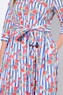Striped Floral Print 3/4 Sleeve Button Down Maxi Dress