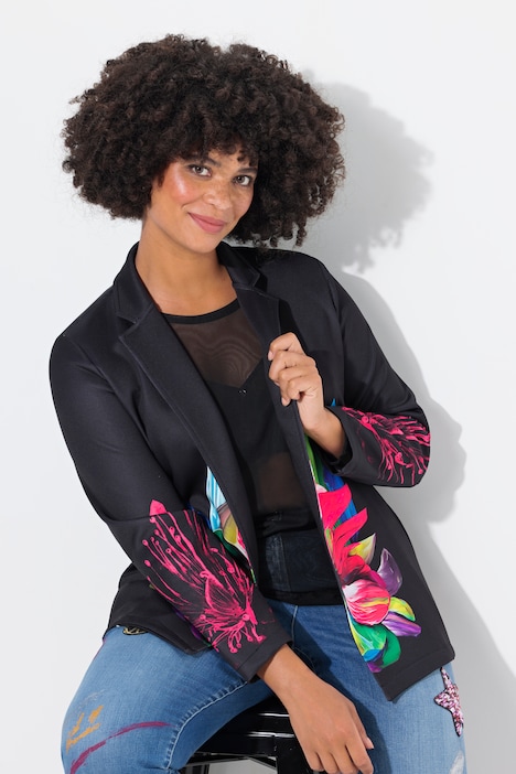 Blazer, Langarm mit Blume, Color-Futter