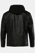 Men+ bikerjakke, skinnlook, hette i jersey, opptil 8 XL