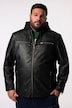 Men+ bikerjakke, skinnlook, hette i jersey, opptil 8 XL