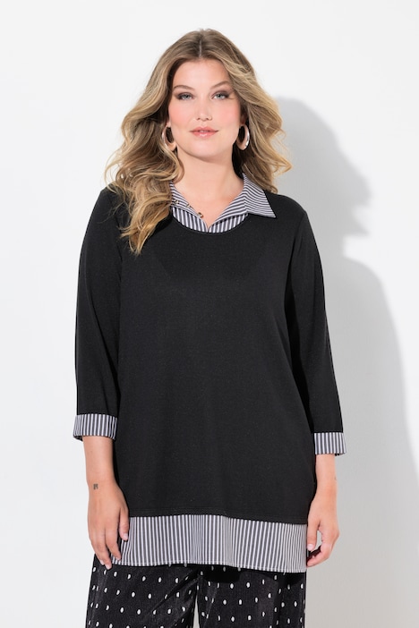 2-in-1-Pullover, Lagen-Look, 3/4-Ärmel