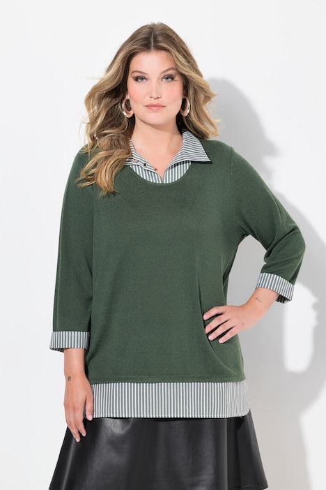 2-in-1-Pullover, Lagen-Look, 3/4-Ärmel