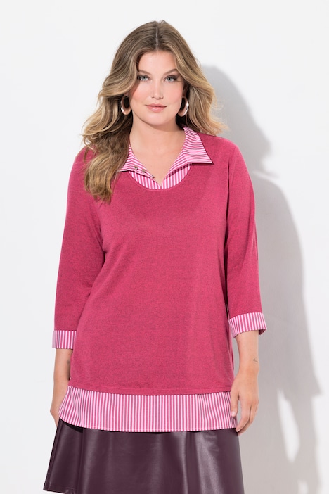 2-in-1-Pullover, Lagen-Look, 3/4-Ärmel