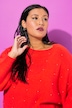 Pullover, oversized, Zierperlen