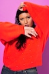 Pullover, oversized, Zierperlen