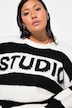 Sweater, oversize, brede striber, statement