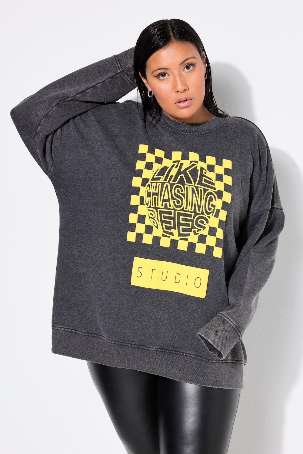 Sweatshirt, oversized, Studio Print, weiter Langarm