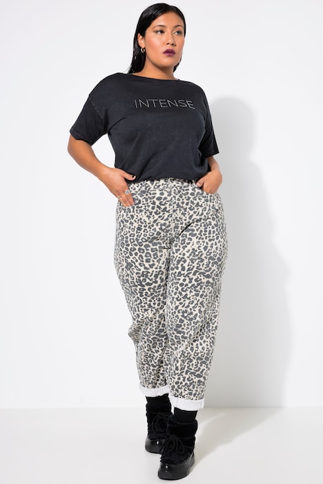 Ballon-Jeans, High Waist, Leoprint, 5-Pocket