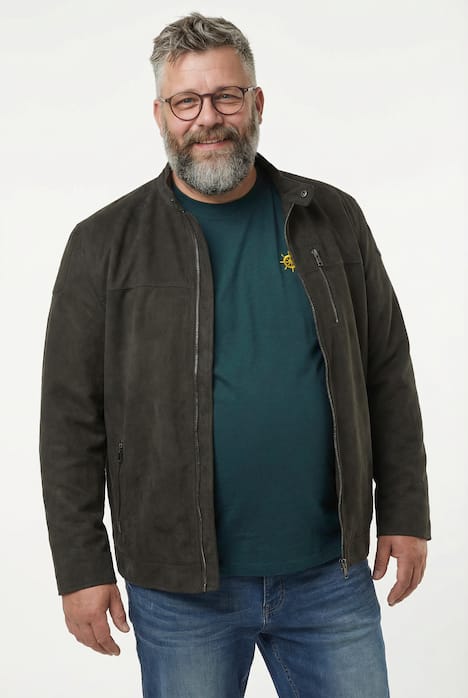 Boston Park Bikerjacke, Mikrosuede, Zipper, bis 84/86