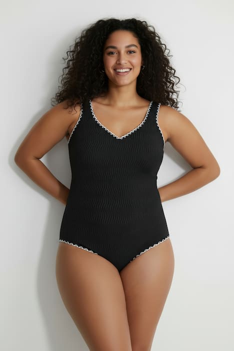 Badeanzug, Struktur, ohne Softcups, V-Ausschnitt