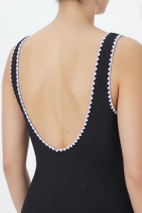 Badeanzug, Struktur, ohne Softcups, V-Ausschnitt