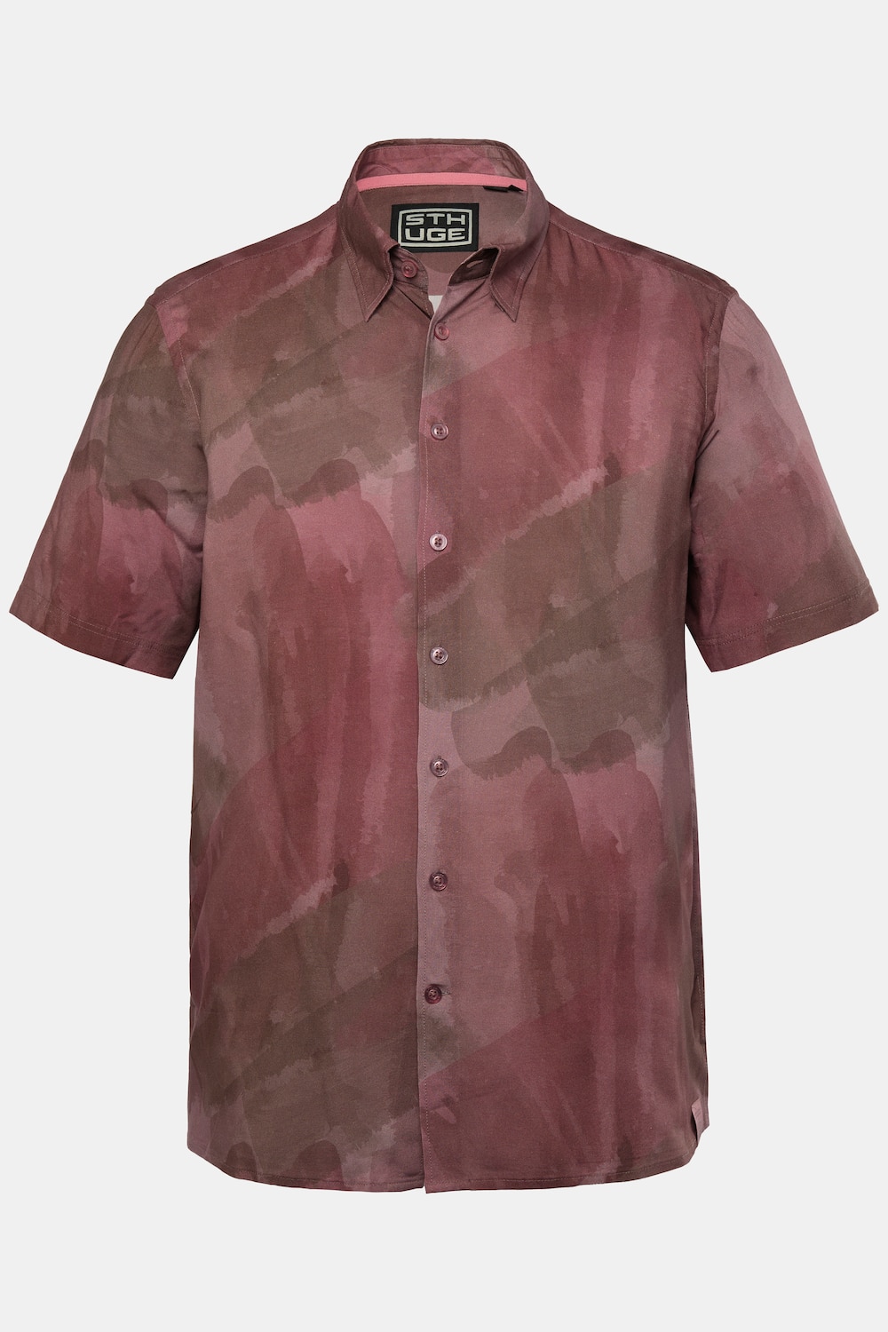 STHUGE Hemd, Halbarm, covered Buttondown-Kragen, Alloverdruck, kastiger Fit, bis 8 XL