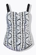 Ammonite Print One Piece Split Neck Swimsuit