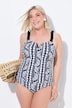 Ammonite Print One Piece Split Neck Swimsuit