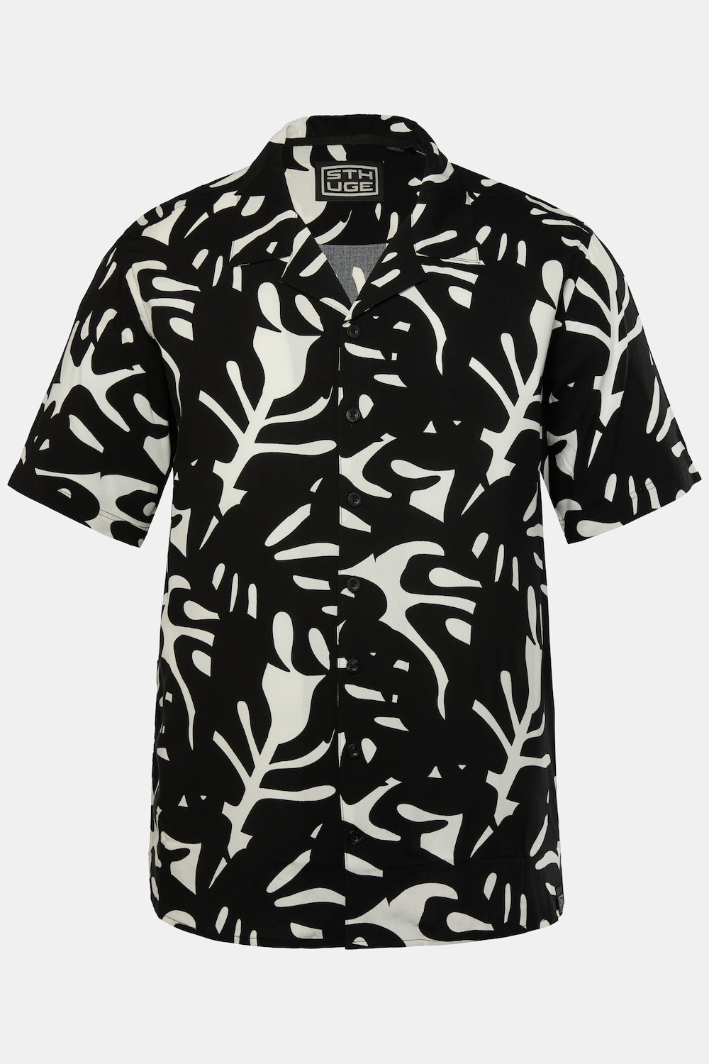 STHUGE Hemd, Halbarm, Kuba-Kragen, Palmendruck, kastiger Fit, bis 8 XL