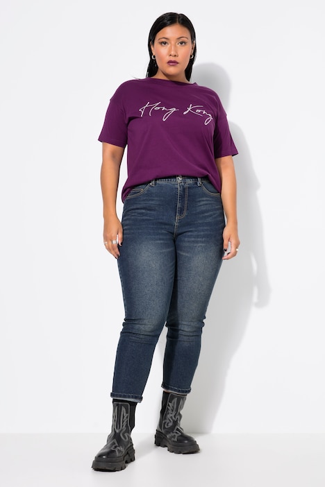 Mom jeans, wide straight legs, vintage look, 5-pocket